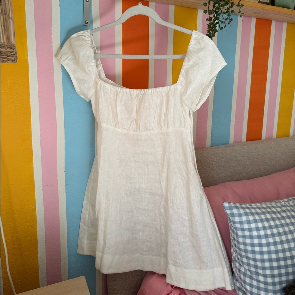VRG GRL White Linen Mini Dress